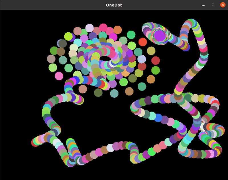 Colorful pastel circles overlap to form a wobbly path, leading to more circles forming an ellipse.